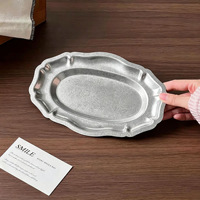 304 RVS fruitplateau grensoverschrijdend bestseller dessertbord retro gerimpeld ovaal dienblad voor de eetkamer