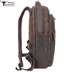 Tiding Genuine Leather Laptop <b>Backpack</b> 15.6 Inch Durable Men Outdoor Travel - Product Image 5