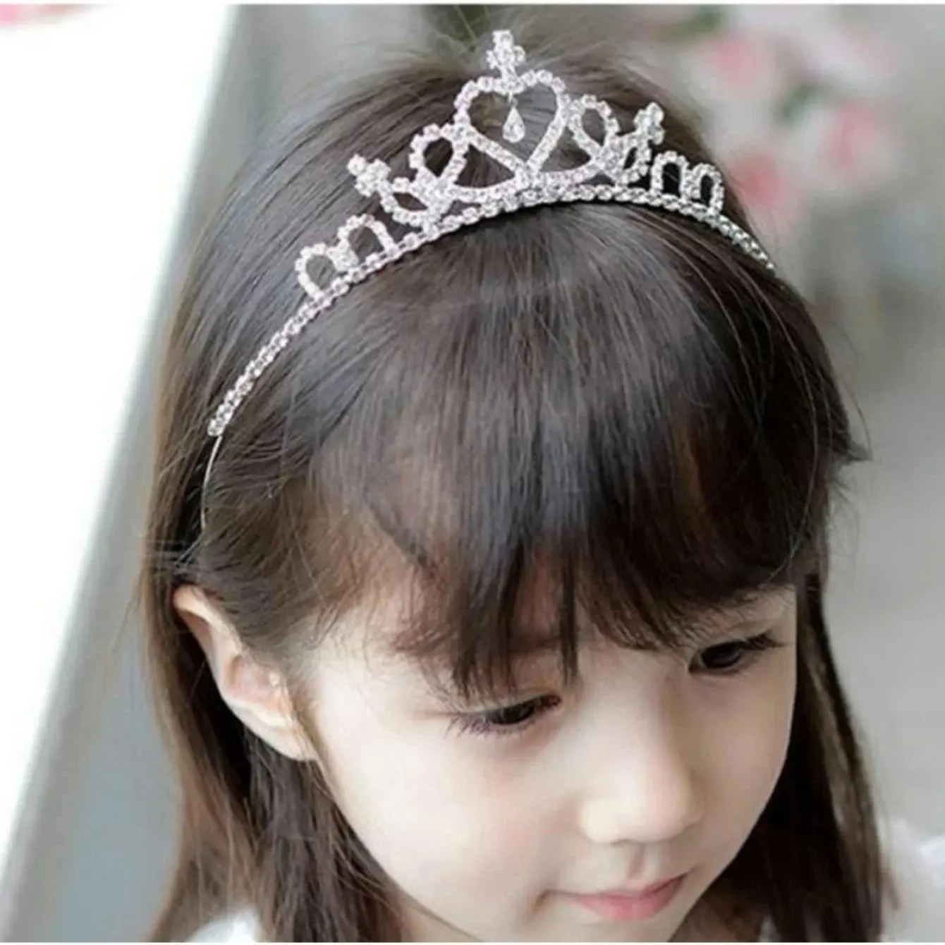 Wholesale Heart Rhinestone Tiara Crown Silver Princess Tiaras Headband Crystal Birthday Prom Party Headpieces for Women Girls