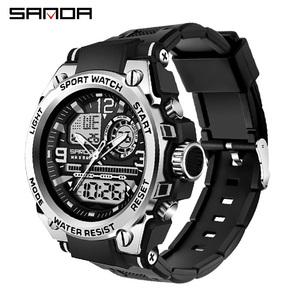 SANDA 6024 นาฬิกาอิเล็กทรอนิกส์สำหรับผู้ชายสุดเท่สำหรับวัยรุ่น นาฬิกาข้อมือกันน้ำแบบมัลติฟังก์ชั่นสำหรับเล่นกีฬา - Product Image 1