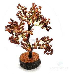 Vente en gros de haute qualité de jaspe rouge fait à la main cristal énergie arbre Figurine Inde pour Feng Shui collection mariage décoration de la maison - Product Image 1