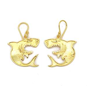 Fashionable Sea Shark Brass Drop <b>Earring</b> 18k <b>Gold</b> Plated Statement Animal Women Fashion jewelry Gothic <b>Dangle</b> Wholesale <b>Earring</b> - Product Image 1