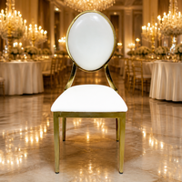 Chaise élégante en forme de cœur, dorée, à dossier creux, chaise de banquet de luxe en blanc doux, chaise de mariage en métal doré