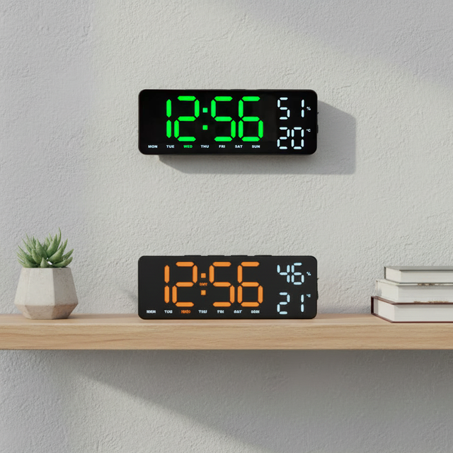 Factory Development Digital Panel Home Decorative Alarm Clock LED Calendar Temperature Week Day for Living Room-Back School