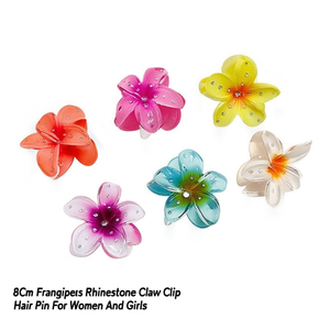 Fermaglio per capelli con strass a forma di frangipani da 8 cm per donne e ragazze - Product Image 1