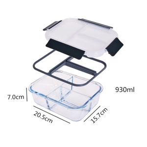 Bán Hot Hình Chữ Nhật Glass Bữa Ăn <span class=keywords><strong>Prep</strong></span> Container 3 Ngăn Thực Phẩm - Product Image 2