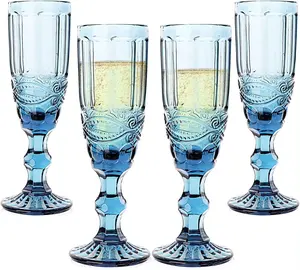 High Quality Creative Water Cupset Strong Diamond Design Carvened Wine Glass White Red Glasses Goblet For Restaurant