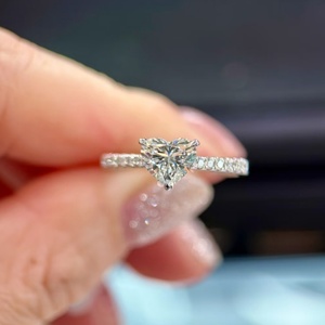 Heart Shape Lab Grown Diamond <b>Ring</b> 1CT IGI Certified Brilliant Cut 14K 18K Gold Channel Set Pave Engagement - Product Image 3