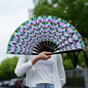 Éventail à claquement personnalisé de 33 cm (13 pouces), grand, pour tenues de fierté, accessoires de rave, éventail à main réfléchissant et lumineux - Product Image 3