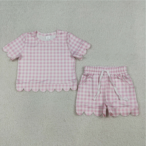Conjuntos de Ropa para Bebés Niñas, Camisas a Cuadros Coloridas con Bolsillos y Pantalones Cortos Tipo Pijama - Product Image 3