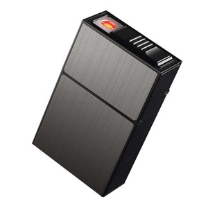 Étui à cigarettes en métal de luxe avec briquet USB intégré, design original, boîte en étain étanche, logo <span class=keywords><strong>personnalisable</strong></span>, vente en gros - Product Image 1