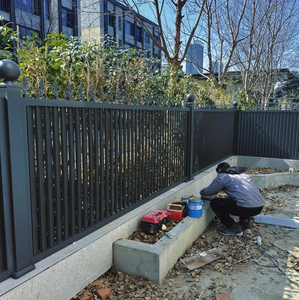 Modern 7ft 3D Model Estate Fence Panels Easy Installation Horizontal Slat Privacy Garden Yard Aluminum Alloy Home Trellis - Product Image 2