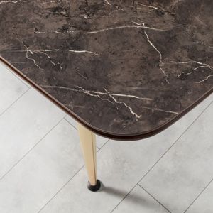 Table à manger ovale de luxe Rosse Marmaris, plateau en marbre, pieds en métal, design européen moderne, 6 personnes, stable, origine Turquie - Product Image 2