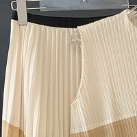 Ensemble deux pièces élégant pour femme, rayé, color-block, col rond, haut plissé et jupe, tenue décontractée pour le bureau, vente en gros