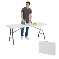 Table de banquet pliante moderne et légère en plastique HDPE de 180 cm (6 pieds) avec cadre en acier et mécanisme de verrouillage pour hôtel, villa ou salle à manger