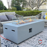 CZYP016 Gris Clair Béton GFRC Table Extérieure Au Gaz Propane Forme Rectangle avec Motif Rond pour Chauffe-Patio