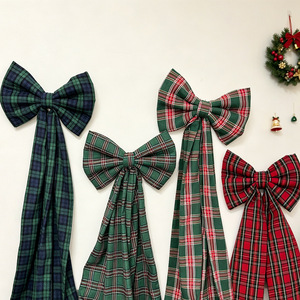 Ornements de Noël faits main en tissu écossais avec longue queue, décorations suspendues pour sapin de Noël, fournitures pour fêtes et scènes de maison - Product Image 3