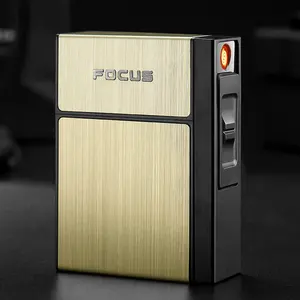 Focus-mechero eléctrico de bobina recargable por USB, desmontable, con caja, caja de cigarrillos, con logotipo personalizado, 20 Uds., venta al por mayor
