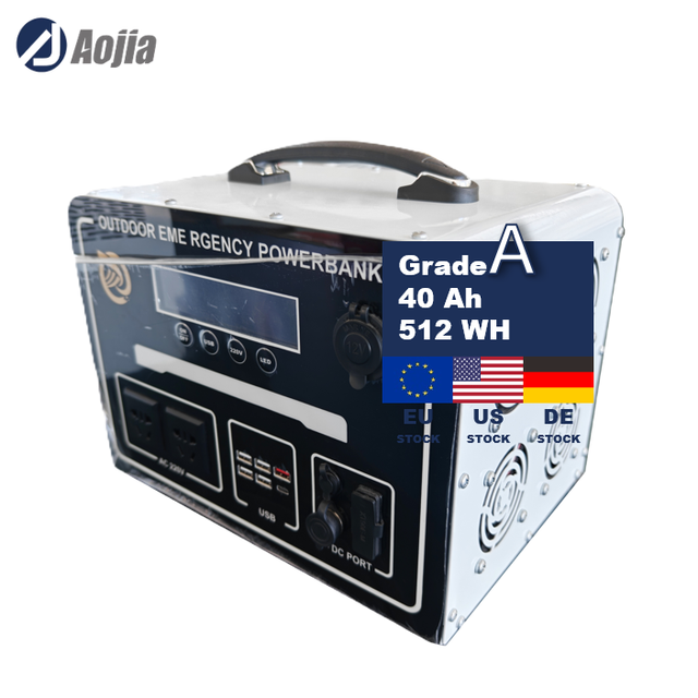 High Capacity Portable Power Station 40Ah 512Wh LiFePO4 Lithium Battery MPPT Solar Generator Pure Sine Wave AC Output 1000W