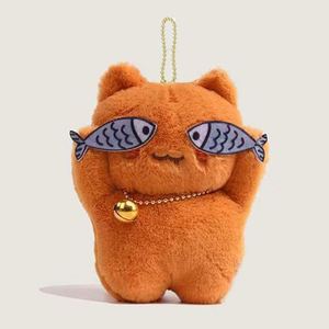 Cute Fish Shy Kitten cat Plush Key Chain with Bell Pendant Mini Pom PomPlushie Plush Toys Doll cat Stuffed Animal <b>Gift</b> - Product Image 4