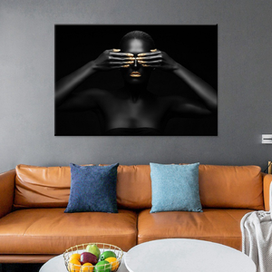 Moderno negro brillante <span class=keywords><strong>de</strong></span> la mujer africana patrón <span class=keywords><strong>de</strong></span> tela <span class=keywords><strong>de</strong></span> lona <span class=keywords><strong>de</strong></span> arte <span class=keywords><strong>de</strong></span> la pared decoración <span class=keywords><strong>pintura</strong></span> al óleo pinturas - Product Image 6