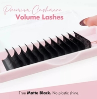 Extensions de cils volume noir mat en soie PBT, sans cruauté animale, fabriquées à la machine, en plateaux, fournitures en gros