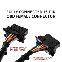 كابل تمديد OBD2 على شكل Y بـ 16 دبوسًا للخدمة الشاقة، موصل تشخيصي ذكر مزدوج أنثى من النحاس النقي PVC للسيارات