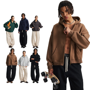 <span class=keywords><strong>Felpa</strong></span> <span class=keywords><strong>Oversize</strong></span> in Cotone con Design Personalizzato, Pullover Corto da Uomo Vestibilità Boxy, Tinta Unita, Stile Streetwear, Pesante - Product Image 2