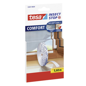 Ruban adhésif blanc TESA de 5.60 m pour moustiquaires, caractéristique «Attacher & Détacher», produit anti-insectes - Product Image 1