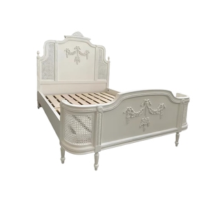 <span class=keywords><strong>Letto</strong></span> <span class=keywords><strong>Matrimoniale</strong></span> in Legno Massello Stile Retrò <span class=keywords><strong>Francese</strong></span>, Intagliato, Bianco Crema, con Rattan, Personalizzabile, 1,8 Metri - Product Image 6