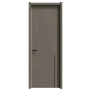 Dark Grey Painted Wooden Entrance Hinged Room Doors with Lock