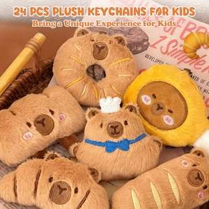 24 stuks pluche sleutelhanger schattig en knuffelig capibara brood toast model pluche sleutelhanger voor meisjes tas accessoires - Product Image 2