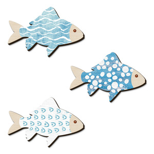 Décoration Murale Poisson en Bois – Formes Irrégulières, Motif Bleu – Décoration Intérieure Nautique et Côtière – Art Mural Suspendu - Product Image 5