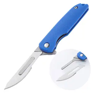 24号Sk4钢刀片可更换锋利折叠尼龙纤维手柄实用小刀，带一个备用刀片更换工具