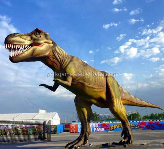 Taman Bermain Hiburan Berjalan Fiberglass Dinosaurus Fosil Patung Tampilan Model Dinosaurus Raksasa Hidup