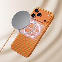 Coque de téléphone magnétique antichoc ultra-fine VAWI B231 en PC pour iPhone 17 16 15 14 13 Pro Max avec texture fibre de carbone et autocollant aquatique