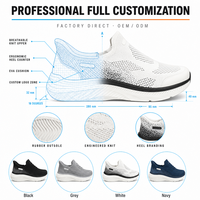 Nouvelle Arrivée Baskets Tendance Respirantes à Tige en Maille, Faible MOQ, Logo Personnalisé, Chaussures Décontractées Homme à Enfiler pour Usage Quotidien Intérieur et Extérieur