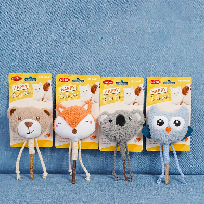 Manufacturer wholesale cute shape design cat teaser stick interactive cat plush toy