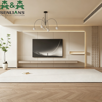 Mueble de TV Moderno Minimalista SLS con Diseño de Bordes Curvos Orgánicos, Centro Multimedia Integrado con Gabinete con Retroiluminación LED Ambiental