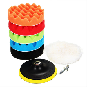 Disco de pulido para coche de 3/4/5/6/7 pulgadas, 8 piezas/juego, esponja autoadhesiva para pulir y encerar, rueda de lana, almohadilla de esponja ondulada, almohadilla de pulido - Product Image 1