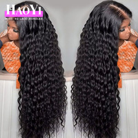 Peluca frontal de encaje HD 13x6 de 32-36 pulgadas con ondas de agua, pelucas rizadas birmanas de cabello humano con ondas profundas, pelucas pre-arrancadas sin pegamento HD con cierre 5x5