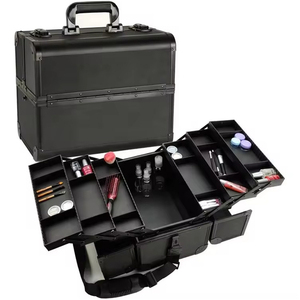 Complete Kit Storage Pu Leather Organizer Case Travel Black Brush <b>Big</b> Makeup-<b>suitcase</b> Box Cosmetic Professional Makeup <b>Suitcase</b> - Product Image 1