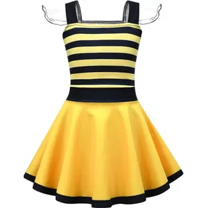 Bumble Beei kostum hewan Halloween, gaun Cosplay hewan Bumble Beei anak perempuan