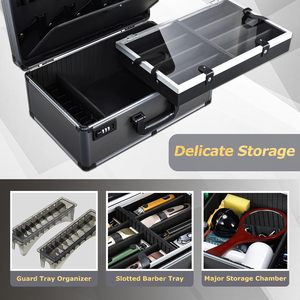 Large Barber Tool Case with Combo <b>Locks</b> Detachable Trays for Clippers Trimmers & Shears Professional Barber <b>Suitcase</b> Briefcase - Product Image 2