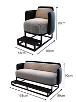 Canapé de salon moderne en métal pour club de billard, mobilier commercial pour spectateurs de jeux de billard, revêtement en cuir PU ergonomique