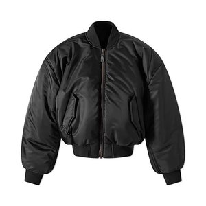 Giacca Bomber Personalizzata Streetwear da <span class=keywords><strong>Uomo</strong></span> in Nylon <span class=keywords><strong>Nero</strong></span>, Giacca Oversize in Nylon Satinato per Donna, Piumino Spesso - Product Image 5