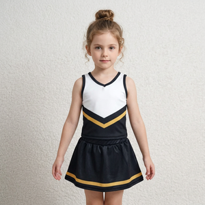 Baby Girls Black <b>Gold</b> Stripe Vest Top Skirt Shorts Team Yoga Active <b>Clothes</b> Sets - Product Image 1