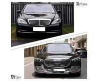Nouveau kit carrosserie parfait Classe S W221 2006-2014, mise à niveau vers W223 2021+ : Pare-chocs Maybach avec crochet de remorquage et clips, pièces de calandre, lampes