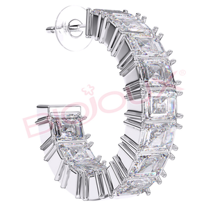 Pendientes de Aro Modernos Biojoux BENOITE de 20 mm Blancos para Mujer, Acero Inoxidable, Cristal, Diamantes de Imitación, Hipoalergénicos, Regalo, Modelo - Product Image 1