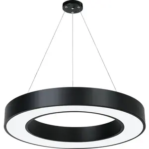 Círculo forma teto iluminação alumínio perfil anel pingente luminária para escritório Showroom lâmpada
